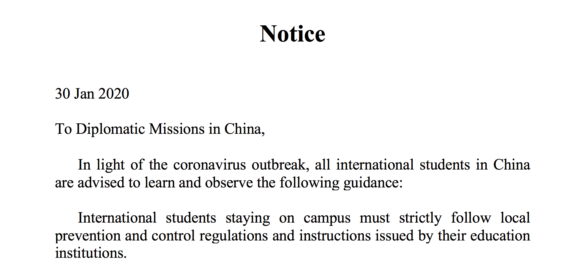 Notice - Office of Foreign Missions of the Chinese Ministry of Foreign Affairs